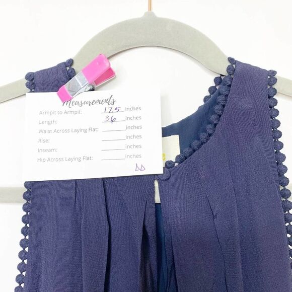 Maeve Womens Navy Fringe Hem Sleeveless Round Neck Cocktail Shift Dress Size 2 - Picture 9 of 10